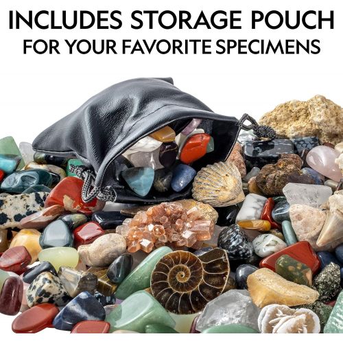  NATIONAL GEOGRAPHIC Rocks & Fossils Kit  200 Piece Set Includes Geodes, Real Fossils, Rose Quartz, Jasper, Aventurine, & Many More Rocks, Crystals & Gemstones