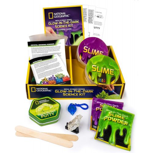  NATIONAL GEOGRAPHIC Mega Science Kit - Glow-in-The-Dark Lab with Crystals, Slime, Putty, and More, Great Kit for Girls and Boys Fascinated by Science