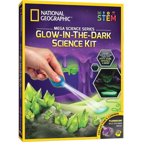  NATIONAL GEOGRAPHIC Mega Science Kit - Glow-in-The-Dark Lab with Crystals, Slime, Putty, and More, Great Kit for Girls and Boys Fascinated by Science
