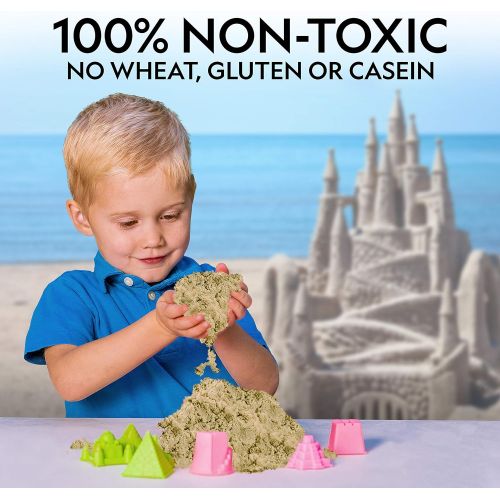  NATIONAL GEOGRAPHIC Play Sand Combo Pack - 2 LBS each of Blue, Purple and Natural Sand with Castle Molds - A Kinetic Sensory Activity