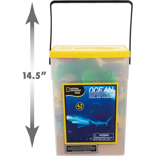  Just Play National Geographic Kids Tub of Realistic Sea Animal Toy Figures for Kids, QR Code to Shark, Turtle, Jellyfish Facts, Recycled Material Packaging, Storage Container, Amaz