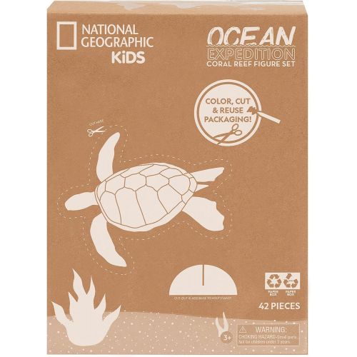  Just Play National Geographic Kids Tub of Realistic Sea Animal Toy Figures for Kids, QR Code to Shark, Turtle, Jellyfish Facts, Recycled Material Packaging, Storage Container, Amaz