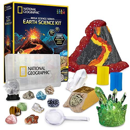  [아마존베스트]NATIONAL GEOGRAPHIC Earth Science Kit - Over 15 Science Experiments & STEM Activities for Kids, Includes Crystal Growing Kit, Volcano Science Kit