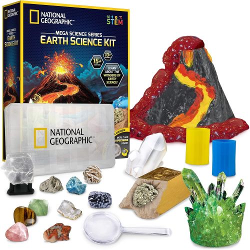  [아마존베스트]NATIONAL GEOGRAPHIC Earth Science Kit - Over 15 Science Experiments & STEM Activities for Kids, Includes Crystal Growing Kit, Volcano Science Kit