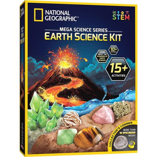  [아마존베스트]NATIONAL GEOGRAPHIC Earth Science Kit - Over 15 Science Experiments & STEM Activities for Kids, Includes Crystal Growing Kit, Volcano Science Kit