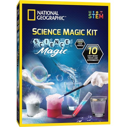  [아마존베스트]NATIONAL GEOGRAPHIC Magic Chemistry Set - Perform 10 Amazing Easy Tricks with Science, Create a Magic Show with White Gloves & Magic Wand