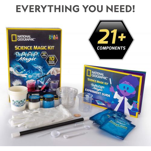  [아마존베스트]NATIONAL GEOGRAPHIC Magic Chemistry Set - Perform 10 Amazing Easy Tricks with Science, Create a Magic Show with White Gloves & Magic Wand