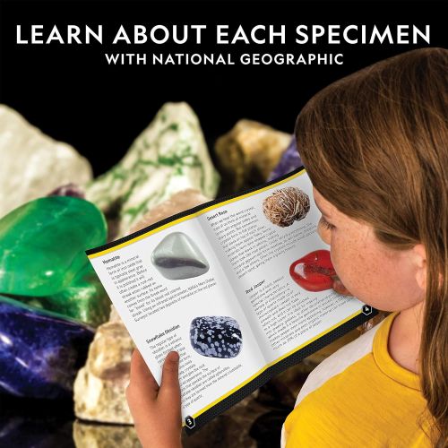  [아마존베스트]NATIONAL GEOGRAPHIC Rock & Mineral Collection - Rock Collection Box for Kids, 15 Rocks and Minerals, Desert Rose, Agate, Rose Quartz, Jasper, Tigers Eye, Great STEM Science Kit for