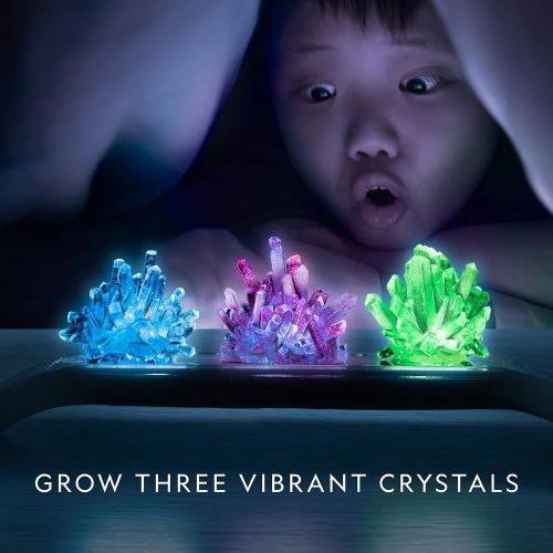  [아마존베스트]NATIONAL GEOGRAPHIC Crystal Growing Kit - 3 Vibrant Colored Crystals to Grow with Light-Up Display Stand & Guidebook, Includes 3 Real Gemstone Specimens Including A Geode & Green F