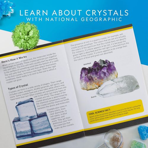  [아마존베스트]NATIONAL GEOGRAPHIC Crystal Growing Kit - 3 Vibrant Colored Crystals to Grow with Light-Up Display Stand & Guidebook, Includes 3 Real Gemstone Specimens Including A Geode & Green F