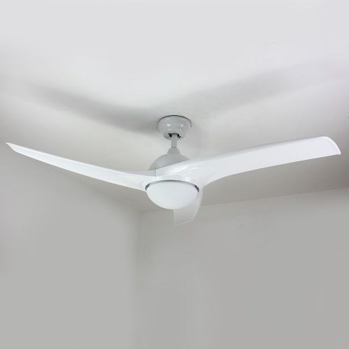  NATSEN 52 LED Semi Flush Mount Ceiling Fan Lighting with Remote Control, Three Curved White Blades and Frosted Glass Cover (White) for Bedroom, Dining Room and Living Room