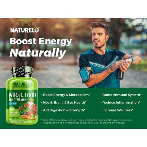  [아마존 핫딜]  [아마존핫딜]NATURELO Whole Food Multivitamin for Men - with Natural Vitamins, Minerals, Organic Extracts - Vegetarian - Best for Energy, Brain, Heart, Eye Health - 120 Vegan Capsules