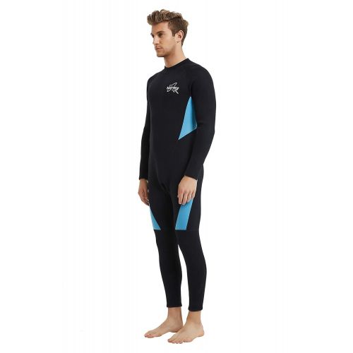  NATYFLY Wetsuit Men 3mm Neoprene Jumpsuit,Youth Women Full Body Suits for Scuba Diving Surfing Snorkeling Swimming (Black-Blue, Large)