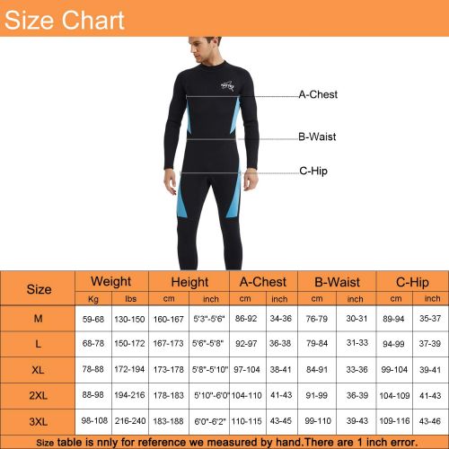  NATYFLY Wetsuit Men 3mm Neoprene Jumpsuit,Youth Women Full Body Suits for Scuba Diving Surfing Snorkeling Swimming (Black-Blue, Large)