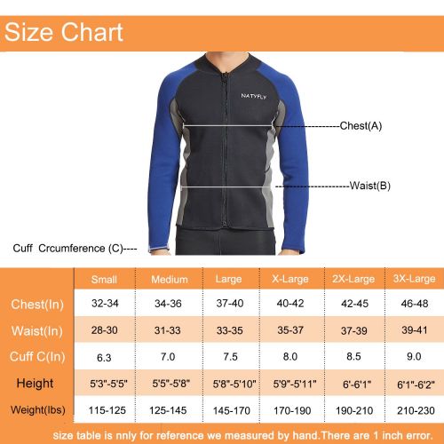  NATYFLY Mens Wetsuit Jacket,Long Sleeve 2mm Neoprene Wetsuit Tops for Women Men