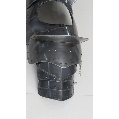  NAUTICALMART Dark Gothic Steel Gorget Neck Armor and Pauldron