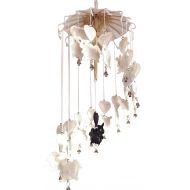 NAVA CHIANGMAI Handmade Baby Crib Mobile Sheep and Heart - Little Lambs Made of Natural Mulberry Paper Hanging Beautiful Cream Colored