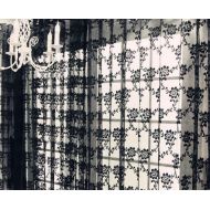 NAVADEAL NAVA Black & White Sexy Rich Vintage French Lace Window Curtain Drape Panel Veil (59X83, Black 2pcs)