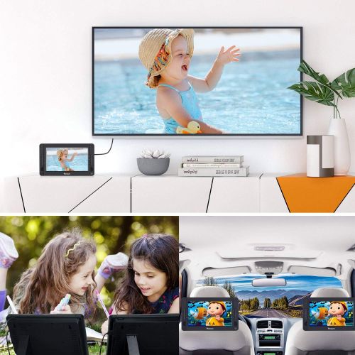  [아마존베스트]NAVISKAUTO 10.5 Dual Screen DVD/CD Player for Car with HDMI Input, Two Mounting Brackets, Rechargeable Battery, Support USB Playback and Region Free
