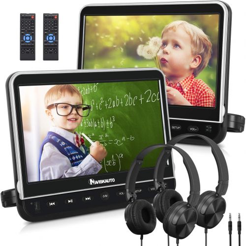  [아마존베스트]NAVISKAUTO 10.1 Dual Car DVD Players with HDMI Input 2 Headphones Mounting Bracket Support 1080P MP4 Video Region Free(2 x Headrest DVD Players)