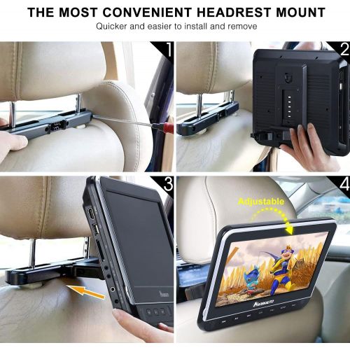  [아마존베스트]NAVISKAUTO 10.1 Dual Car DVD Players with HDMI Input 2 Headphones Mounting Bracket Support 1080P MP4 Video Region Free(2 x Headrest DVD Players)