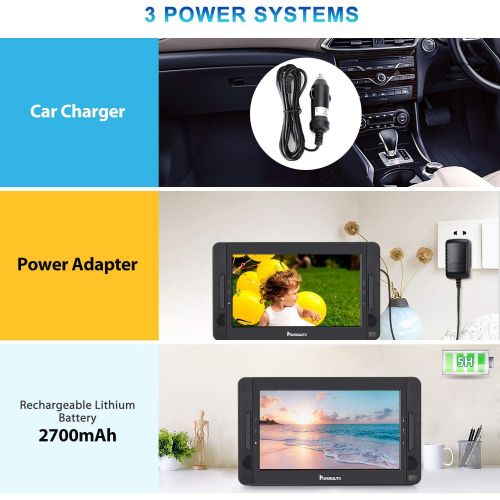  [아마존베스트]NAVISKAUTO 10.5 Dual Screen Portable DVD Player for Car with HDMI Input, Headrest Video Player with Headphones and Mounting Bracket, 5-Hour Rechargeable Battery