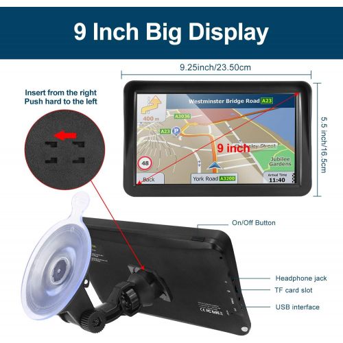  NAVRUF GPS Navigation for Car,Latest 2022 Map, 9 inch Touch Screen Real Voice Spoken Turn-by-Turn Direction Reminding Navigation System for Cars, GPS Satellite Navigator with Free Lifetim
