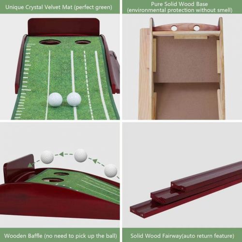  [아마존베스트]ALL GO SPORTS Putting Mat Golf Green Indoor and Outdoor with Auto Ball Return,Crystal Velvet Mat and Solid Wood Base