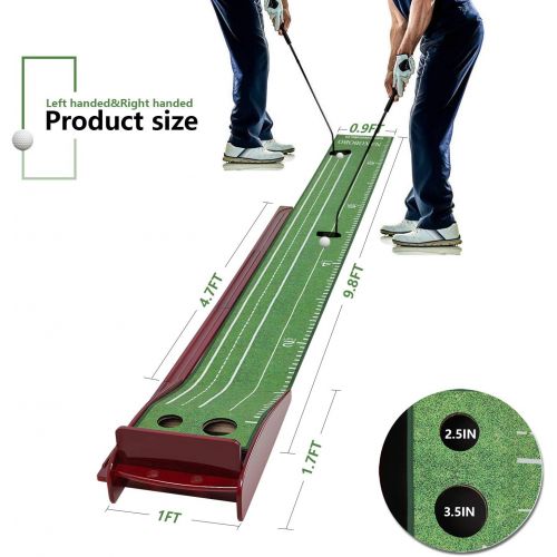  [아마존베스트]ALL GO SPORTS Putting Mat Golf Green Indoor and Outdoor with Auto Ball Return,Crystal Velvet Mat and Solid Wood Base