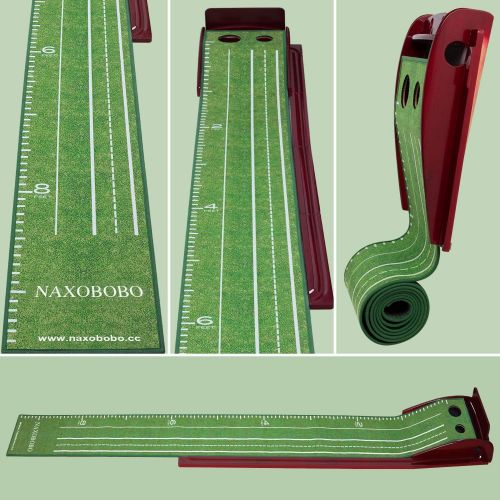  [아마존베스트]ALL GO SPORTS Putting Mat Golf Green Indoor and Outdoor with Auto Ball Return,Crystal Velvet Mat and Solid Wood Base