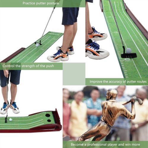  [아마존베스트]ALL GO SPORTS Putting Mat Golf Green Indoor and Outdoor with Auto Ball Return,Crystal Velvet Mat and Solid Wood Base