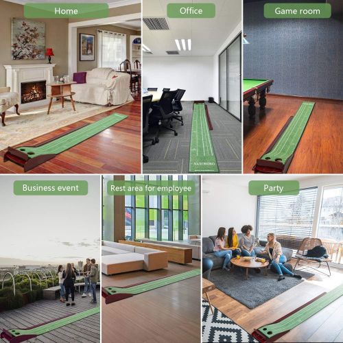  [아마존베스트]ALL GO SPORTS Putting Mat Golf Green Indoor and Outdoor with Auto Ball Return,Crystal Velvet Mat and Solid Wood Base