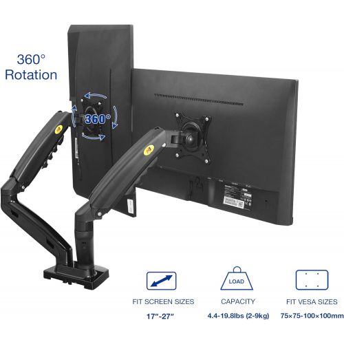  [아마존핫딜][아마존 핫딜] NB North Bayou Dual Monitor Desk Mount Stand Full Motion Swivel Computer Monitor Arm for Two Screens 17-27 Inch with 14.3lbs Loading for Each Display F160