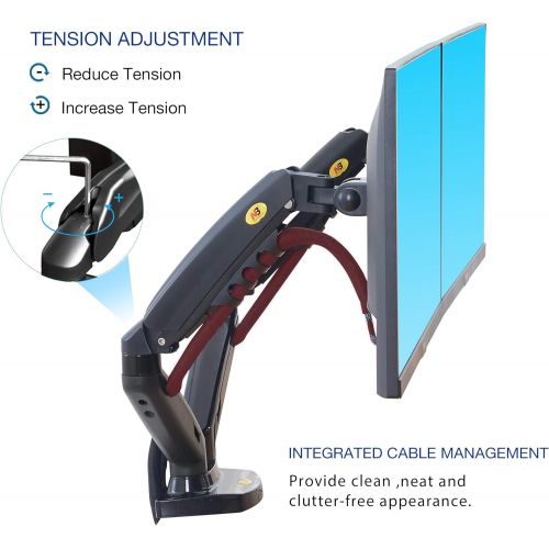  [아마존핫딜][아마존 핫딜] NB North Bayou Dual Monitor Desk Mount Stand Full Motion Swivel Computer Monitor Arm for Two Screens 17-27 Inch with 14.3lbs Loading for Each Display F160