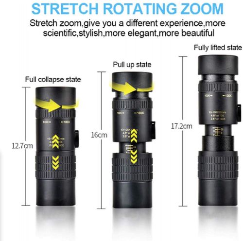  [아마존베스트]-Service-Informationen NBAA 4K 10-300 x 40 mm Super Tele Zoom Monocular Telescope Portable with Phone Clip and Tripod 7.87 Inches Magnification: 7-17 Times, Field of View: 230-110FT 1000YDS