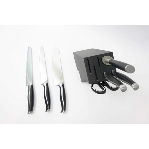  NBD Corp Premium Forged Black Series 8 Piece Sharp Knives Collection With Stand Included - Knife Block Set With Sharpener, Stainless Steel Purpose Kitchen Scissors, Santoku, Utilit