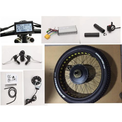  NBpower 26 x 4.0 48V 1500W Electric Bicycle Fat Bike kit, 1500W Fat E-Bike Conversion Kit with 1500W Hub Motor,Multifunction LCD Display, with Tire.