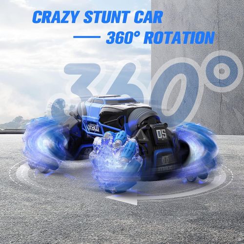  NBPOWER Remote Control Car Hobby RC Crawlers 4WD Stunt Car Double Sided 360 Flips Colorful Lights and Music Electric High Speed Off Road Drift Vehicle 1:14 Scale Rechargeable Monster Truck