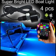 NBWDY RGB COB LED Boat Drain Plug Underwater Light, 4pcs 108W, Swimming, Diving,Bluetooth Music Apps Control Million Color Marine Bolt Light
