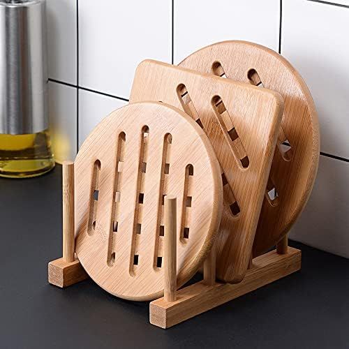  [아마존베스트]Bamboo Trivet, NC Home Kitchen Bamboo Hot Pads Trivet, Heat Resistant Pads Teapot Trivet, Square and Round (Multi-size, Pack of 4)