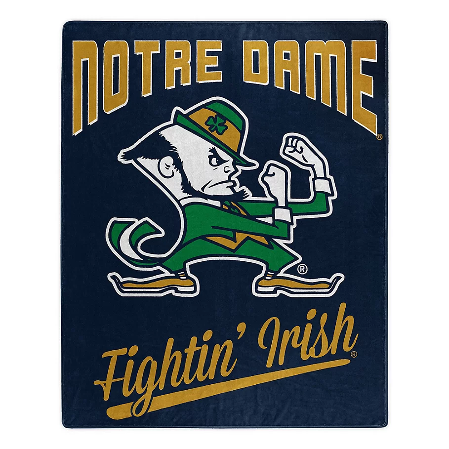 NCAA University of Notre Dame Plush Raschel Throw Blanket