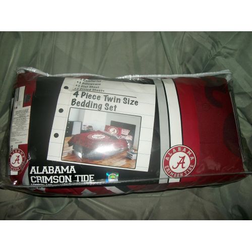  Alabama Crimson Tide NCAA TWIN Comforter & Sheets (4 Piece Bed In A Bag)