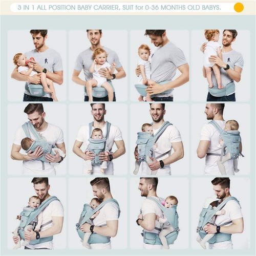  NCSBB-Baby carrier Ergonomic Baby Carrier 3 in 1 Baby Carrier Hip Seat The Soft Edging Prevents Your Baby from Cutting Suitable for Babies from 1 to 36 Months,A