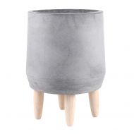 NCYP Classic Large Deep Natural Grey Cylinder Cement Flower Pot Concrete Planter with Legs Modern Handmade
