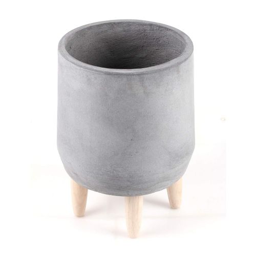  NCYP Classic Large Deep Natural Grey Cylinder Cement Flower Pot Concrete Planter with Legs Modern Handmade