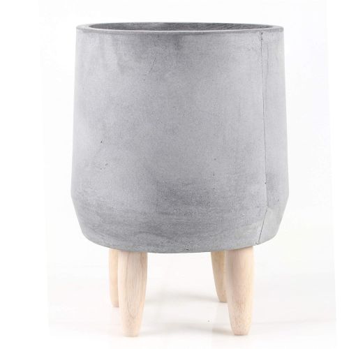  NCYP Classic Large Deep Natural Grey Cylinder Cement Flower Pot Concrete Planter with Legs Modern Handmade