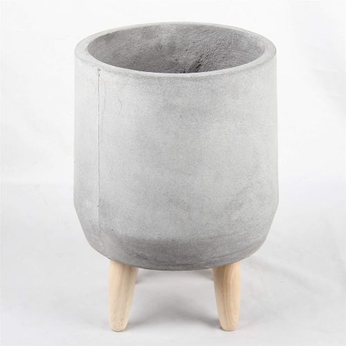  NCYP Classic Large Deep Natural Grey Cylinder Cement Flower Pot Concrete Planter with Legs Modern Handmade