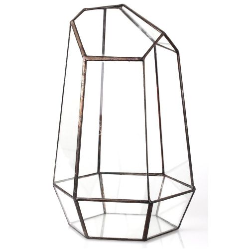  NCYP 9.8inches Height Indoor Tabletop Irregular Glass Geometric Air Plants Terrarium Box Desktop Display Planter Succulent Holder Flower Pot for Fern Moss DIY