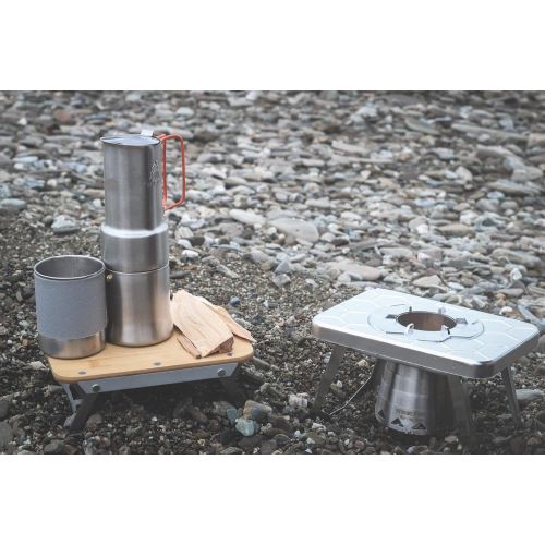  nCamp Portable Camping Coffee Maker, Compact Espresso Style, Stainless Steel Stovetop Cafe Gear for Camping Backpacking Hiking Outdoor Cooking Camp Chef Stove