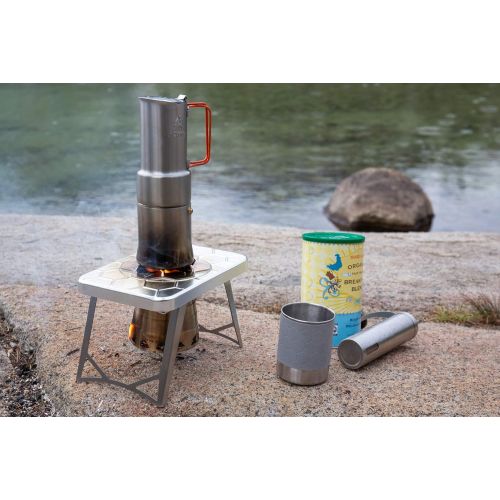  nCamp Portable Camping Coffee Maker, Compact Espresso Style, Stainless Steel Stovetop Cafe Gear for Camping Backpacking Hiking Outdoor Cooking Camp Chef Stove